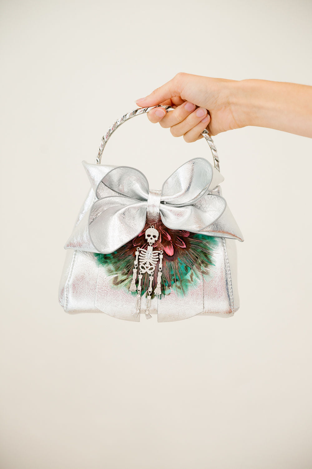SILVER BONES BOW BAG Clutch Judith March
