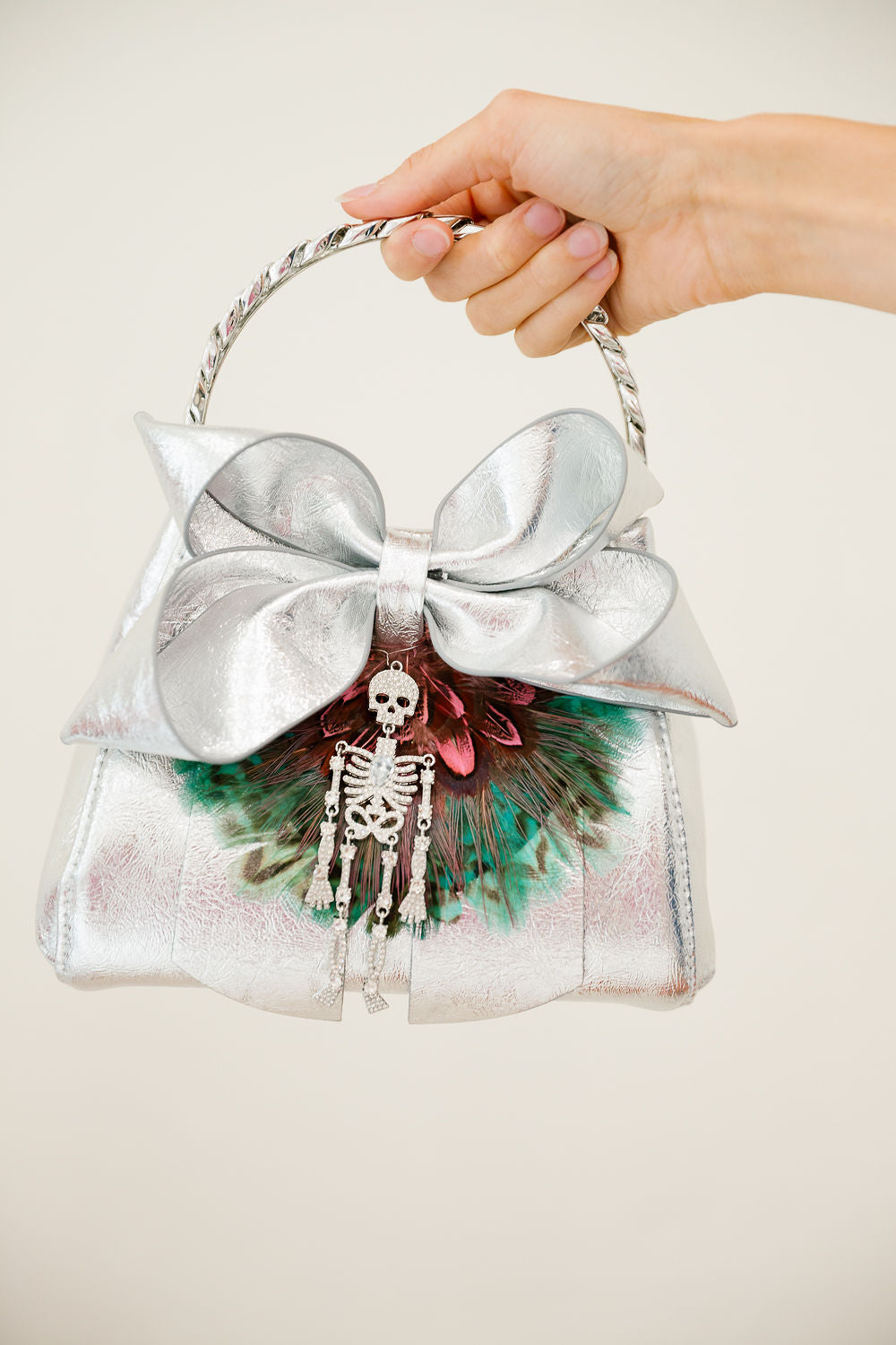 SILVER BONES BOW BAG Clutch Judith March
