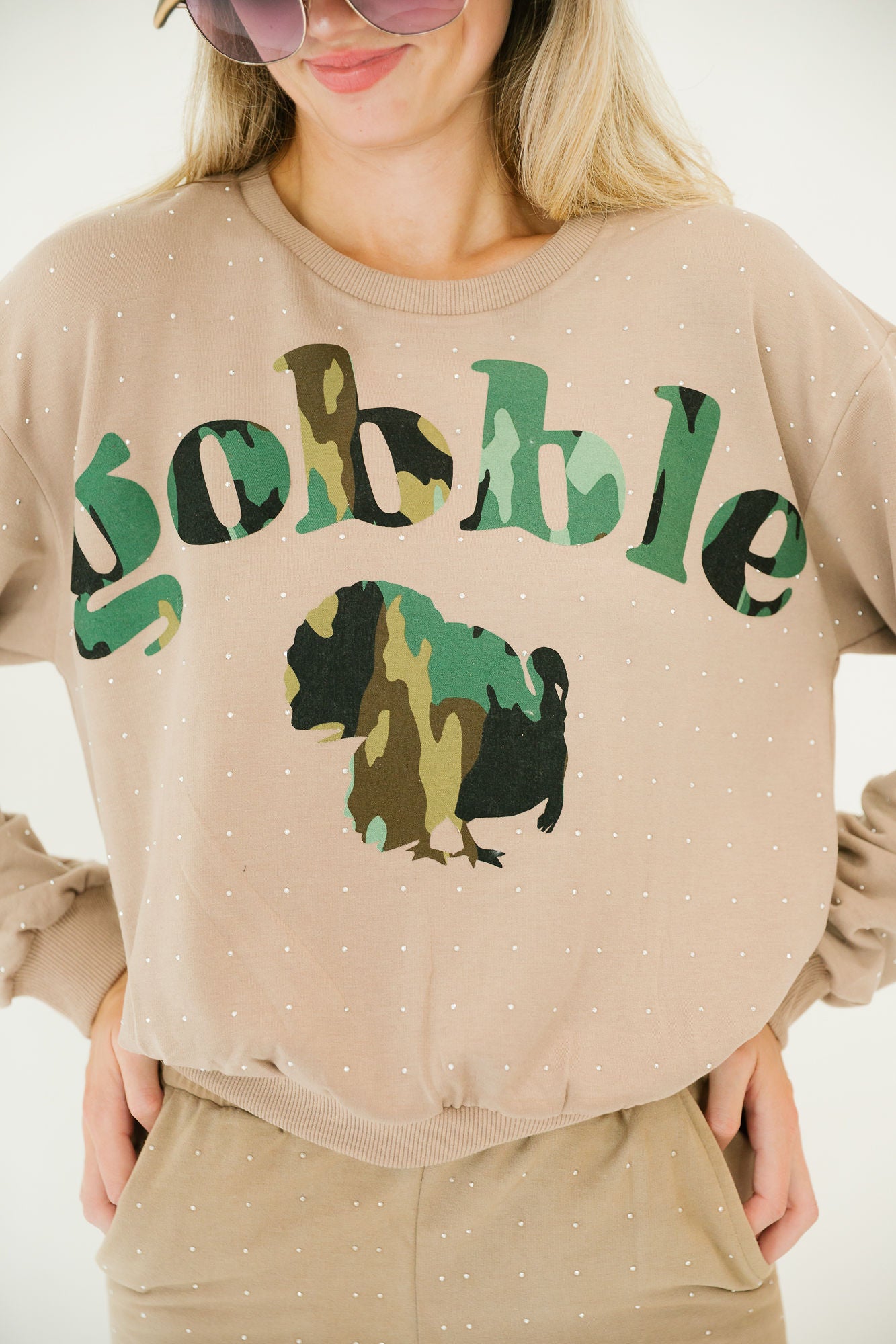 GOBBLE CAMO BEJEWELED LOUNGE SET Loungewear Judith March