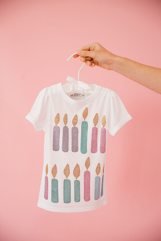 MINI KIDS BIRTHDAY CANDLES WHITE TEE Tee Judith March   
