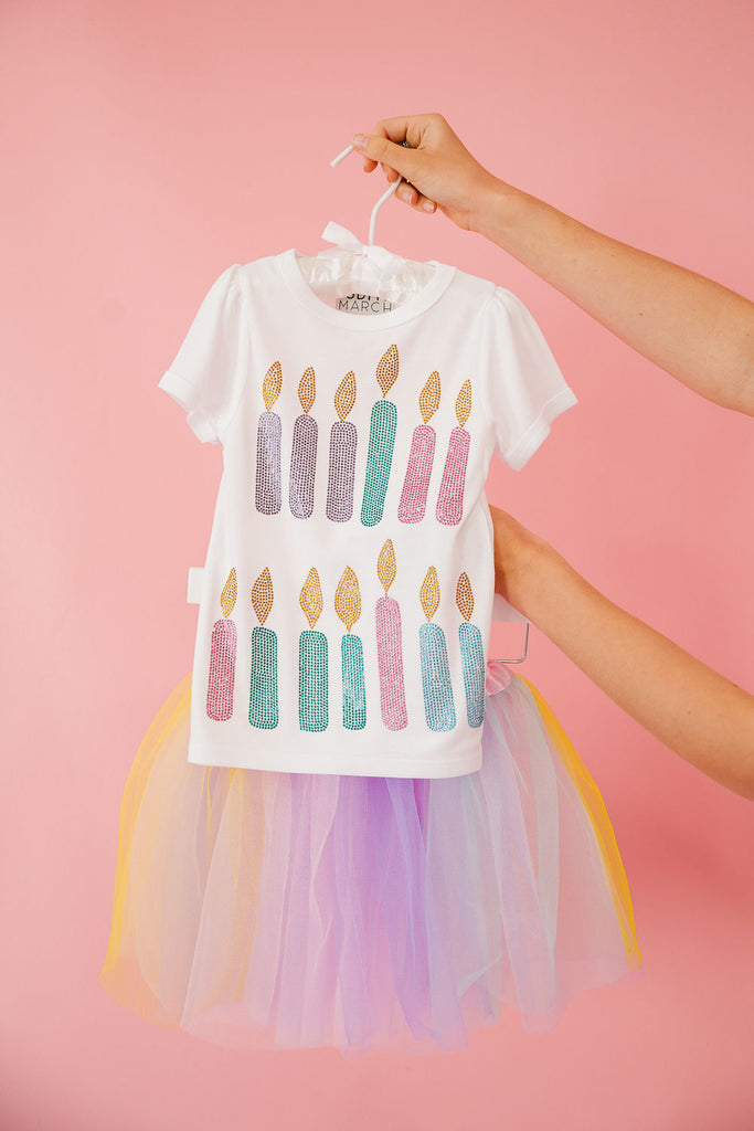 MINI KIDS BIRTHDAY CANDLES WHITE TEE Tee Judith March   