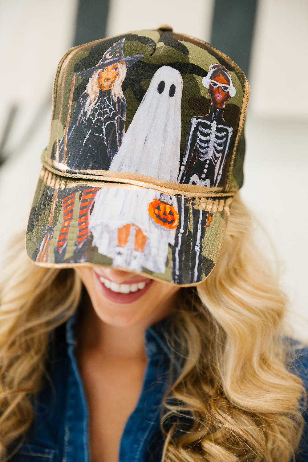 SPOOKY SQUAD CAMO TRUCKER HAT TRUCKER HAT Judith March
