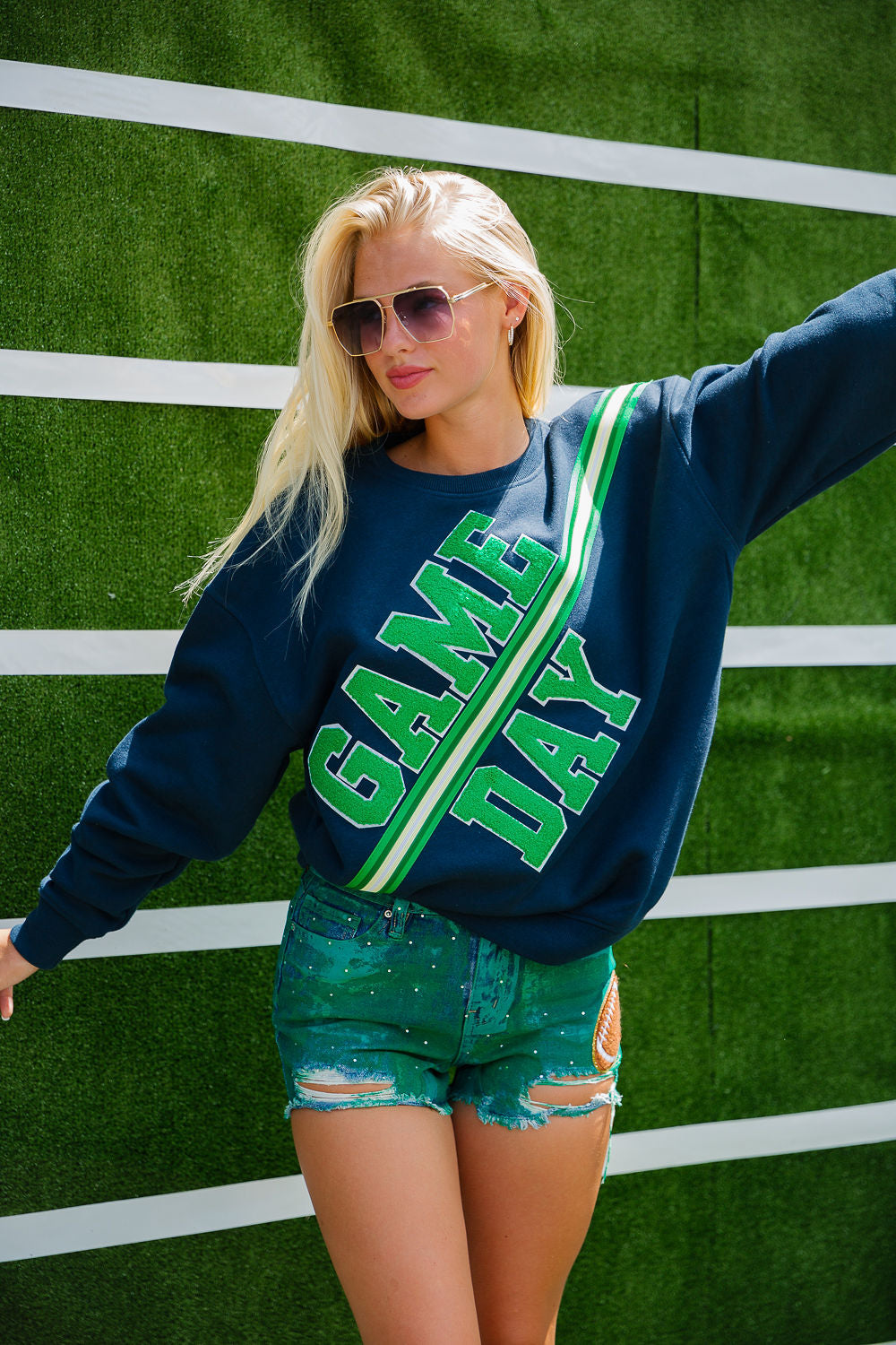 IT'S GAME DAY NAVY PULLOVER PULLOVER Judith March