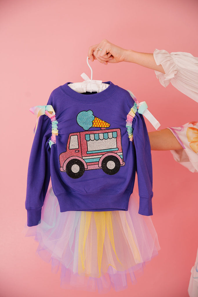 MINI KIDS ICE CREAM TRUCK RIBBON PURPLE PULLOVER pullover Judith March   