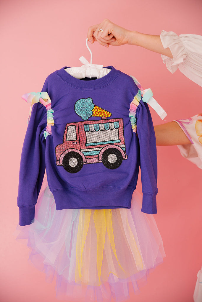 MINI KIDS ICE CREAM TRUCK RIBBON PURPLE PULLOVER pullover Judith March   
