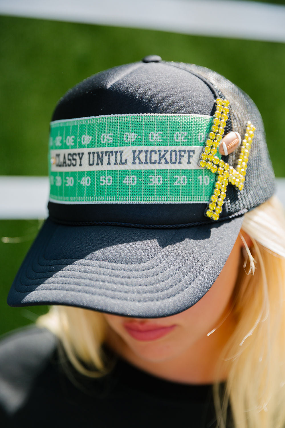 DOWN THE FIELD BLACK TRUCKER HAT TRUCKER HAT Judith March