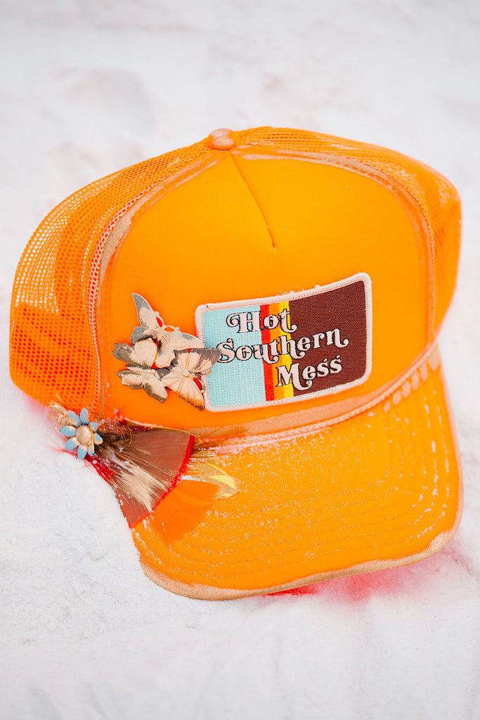 HOT SOUTHERN MESS ORANGE TRUCKER HAT TRUCKER HAT Judith March