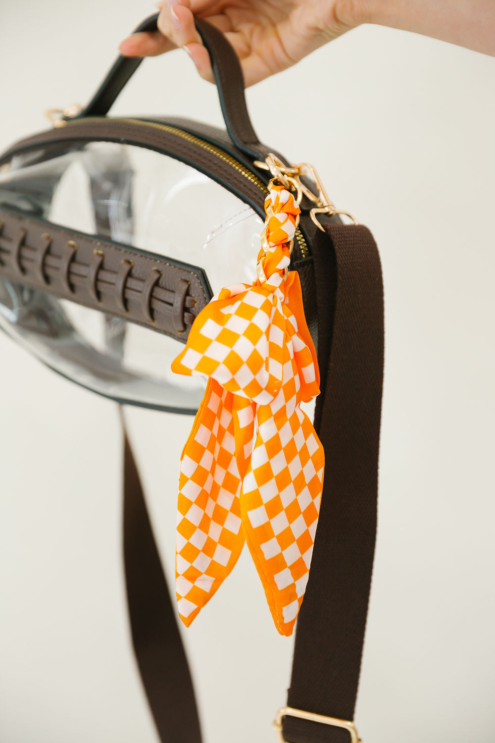 GAME DAY BAG CLIPS ACCESSORIES Judith March ORANGE & WHITE - BOW SCARF CLIP