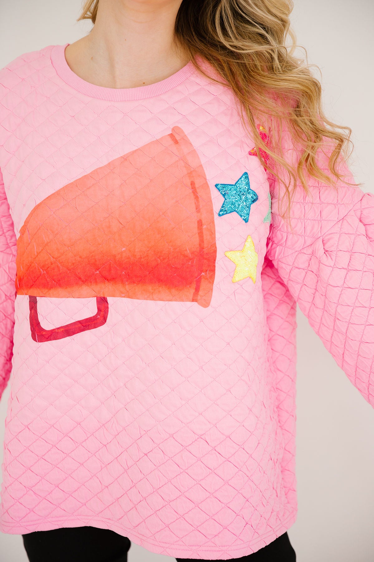 *GO CHEER PINK QUILTED PULLOVER - MEDIUM PULLOVER Judith March