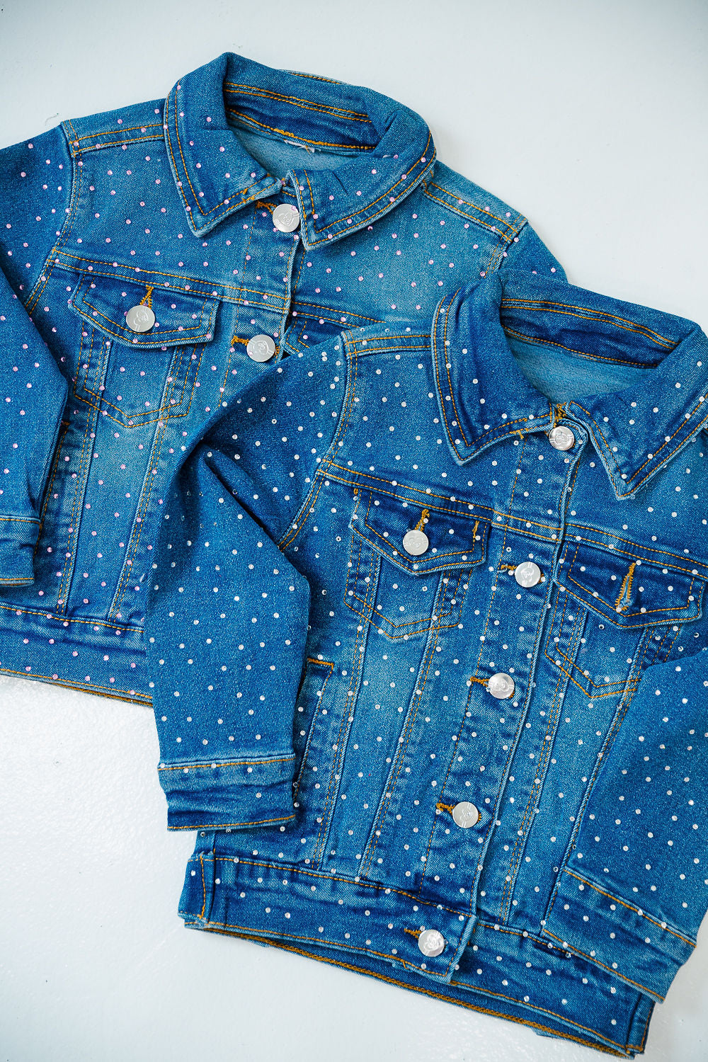 MINI KIDS BEJEWELED DENIM JACKETS JACKET Judith March 2T SILVER