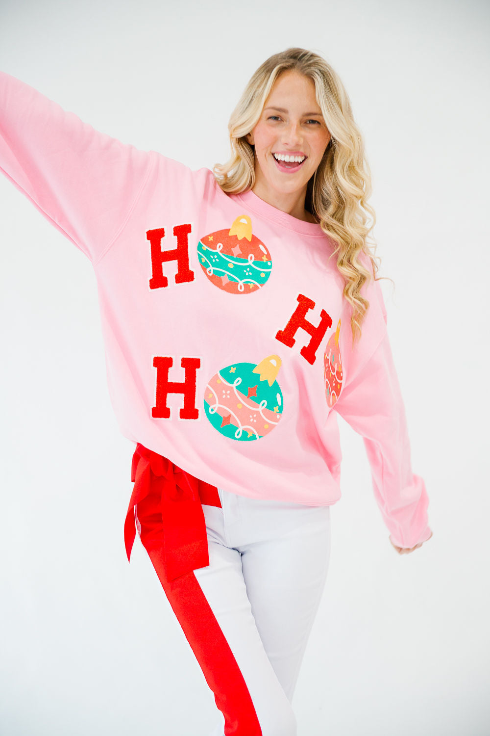 HO HO HO PINK PULLOVER PULLOVER Judith March