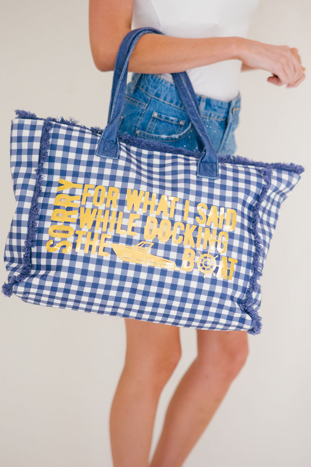 DOCK THE BOAT BLUE TOTE BAG TOTE BAG Judith March