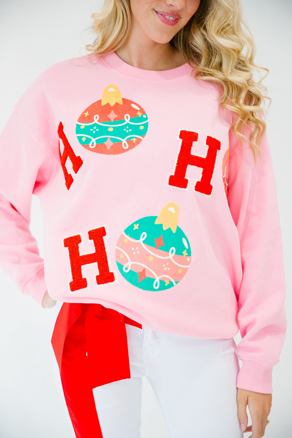 HO HO HO PINK PULLOVER PULLOVER Judith March