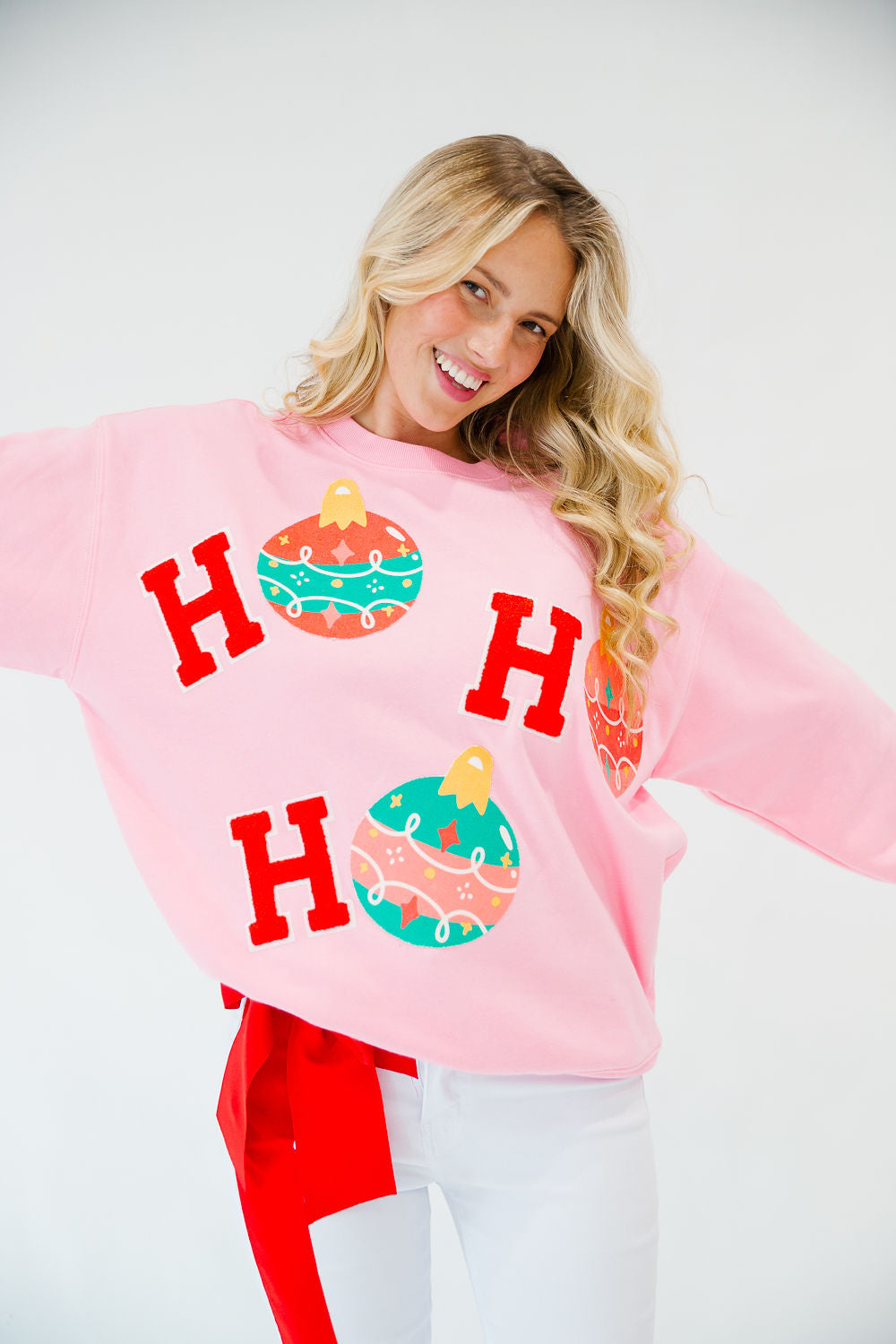 HO HO HO PINK PULLOVER PULLOVER Judith March
