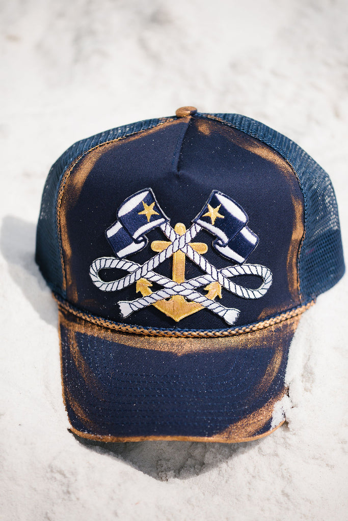 STAR SAILOR NAVY STRUCTURED HAT TRUCKER HAT Judith March