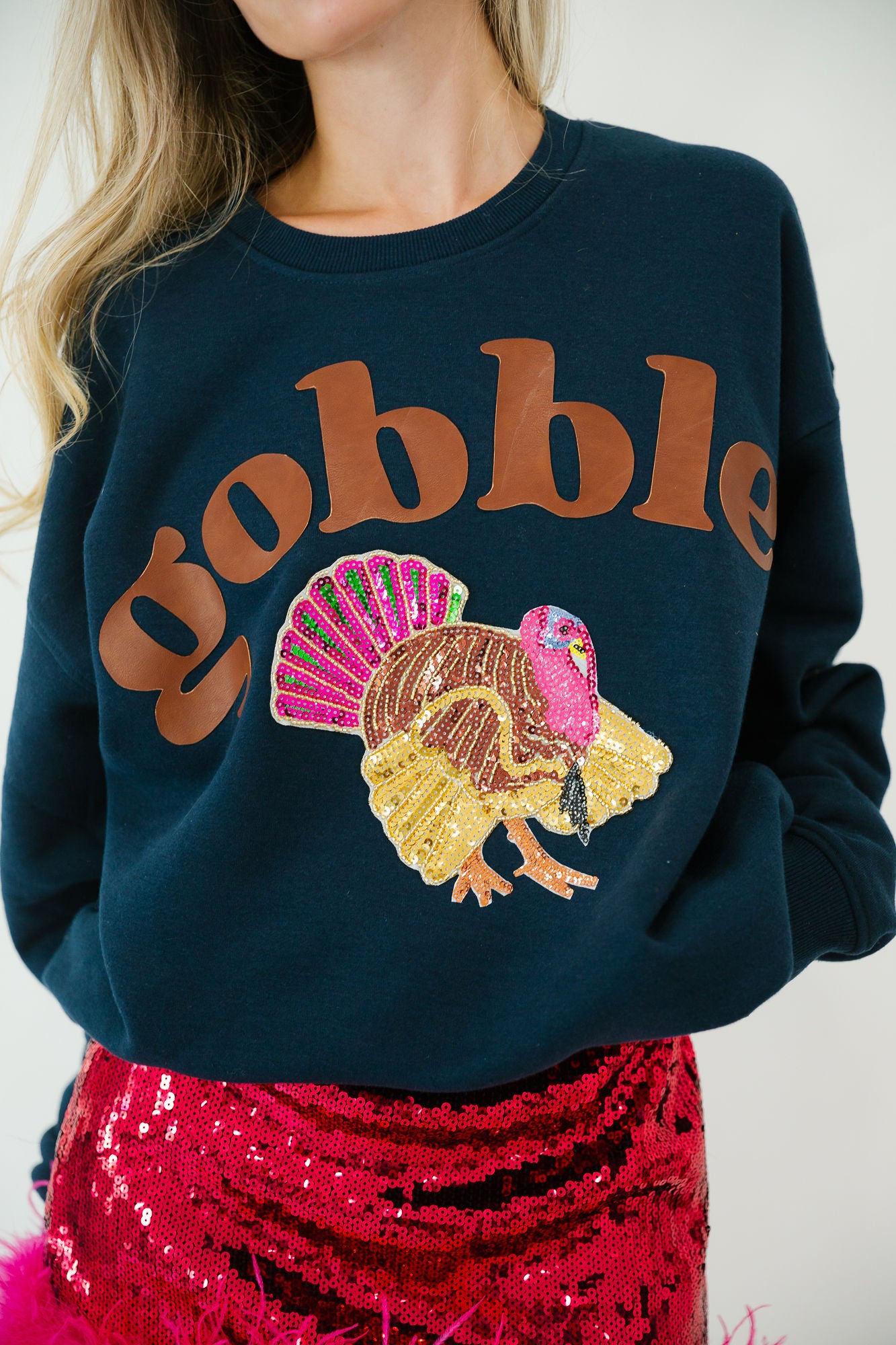 GOBBLE TURKEY NAVY PULLOVER PULLOVER Judith March