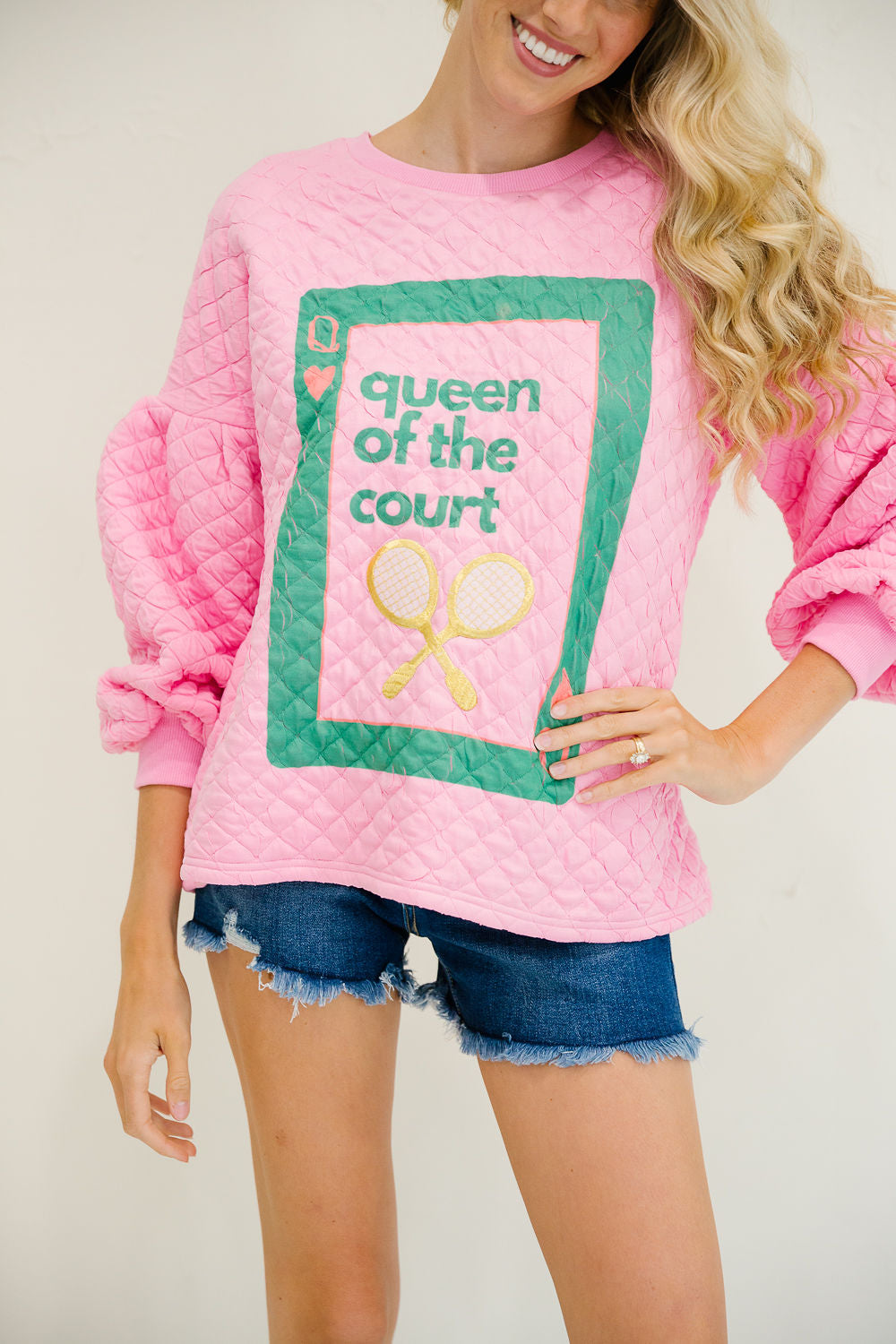 **QUEEN OF THE COURT QUILTED PULLOVER - SMALL PULLOVER Judith March