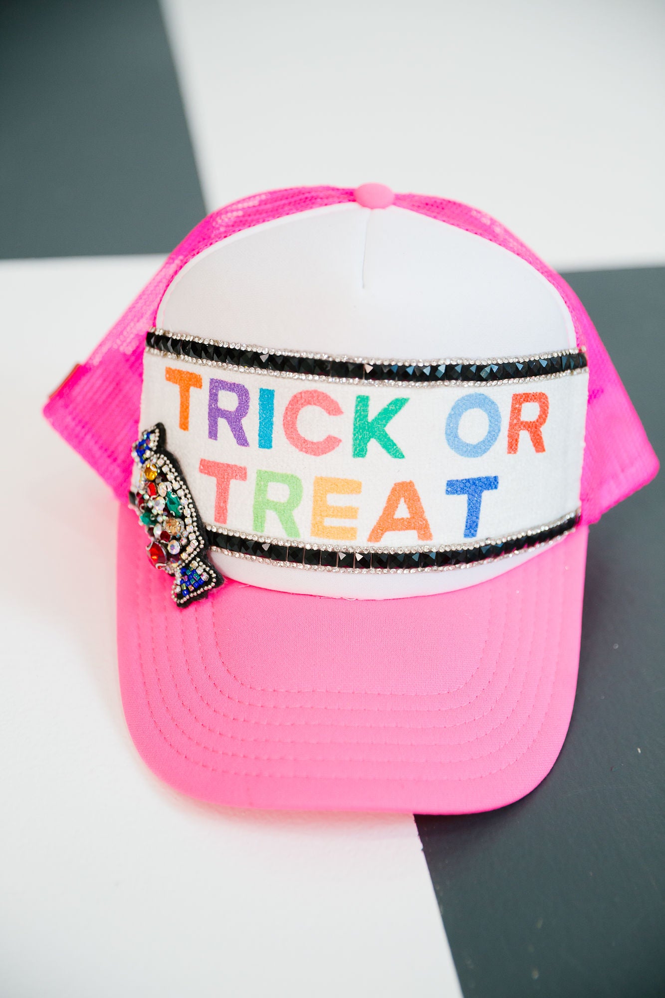 TRICK OR TREAT PINK TRUCKER HAT TRUCKER HAT Judith March