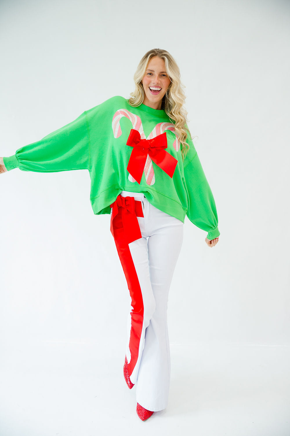 CANDY CANE LANE GREEN PULLOVER PULLOVER Judith March