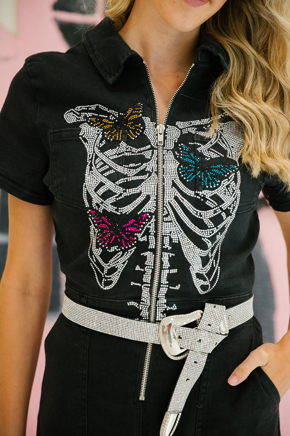 BUTTERFLY SKELETON BLACK ROMPER PULLOVER Judith March