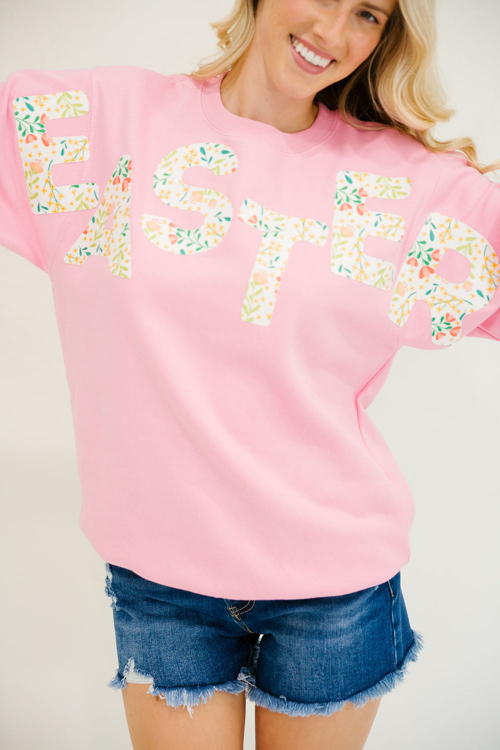 *FLORAL EASTER PINK PULLOVER - SMALL PULLOVER Judith March