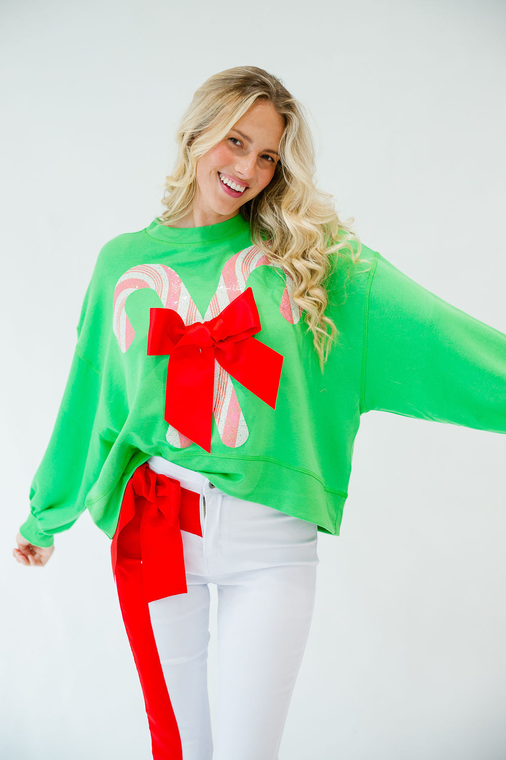 CANDY CANE LANE GREEN PULLOVER PULLOVER Judith March