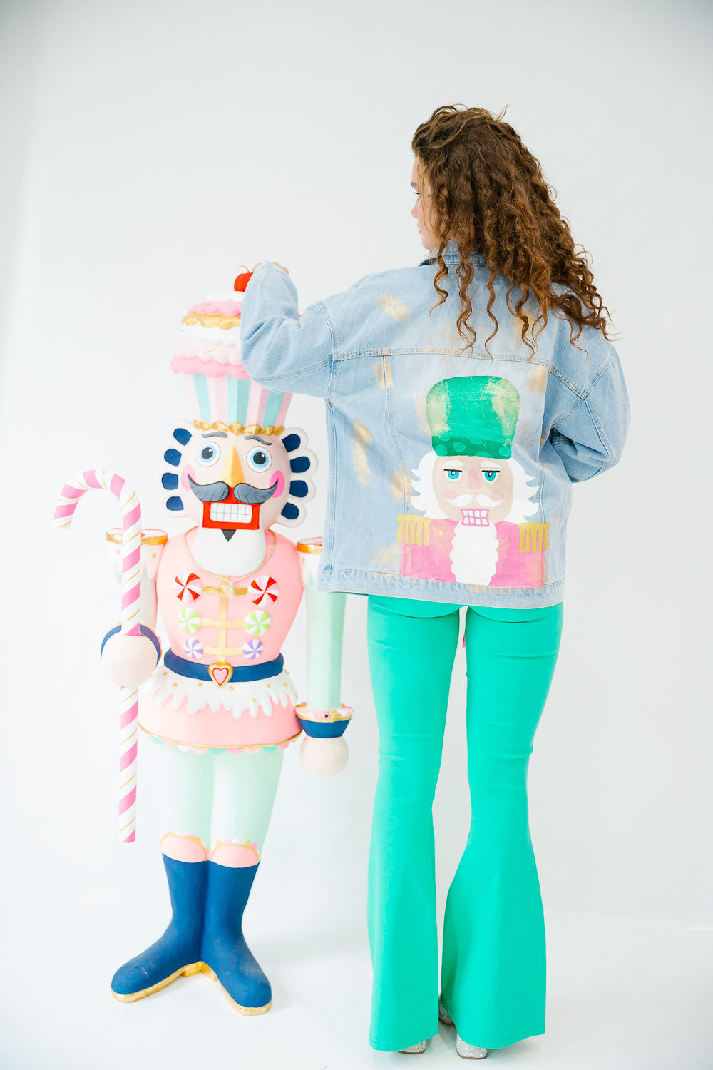 NUTCRACKER SEASON HAND PAINTED DENIM JACKET JACKET Judith March