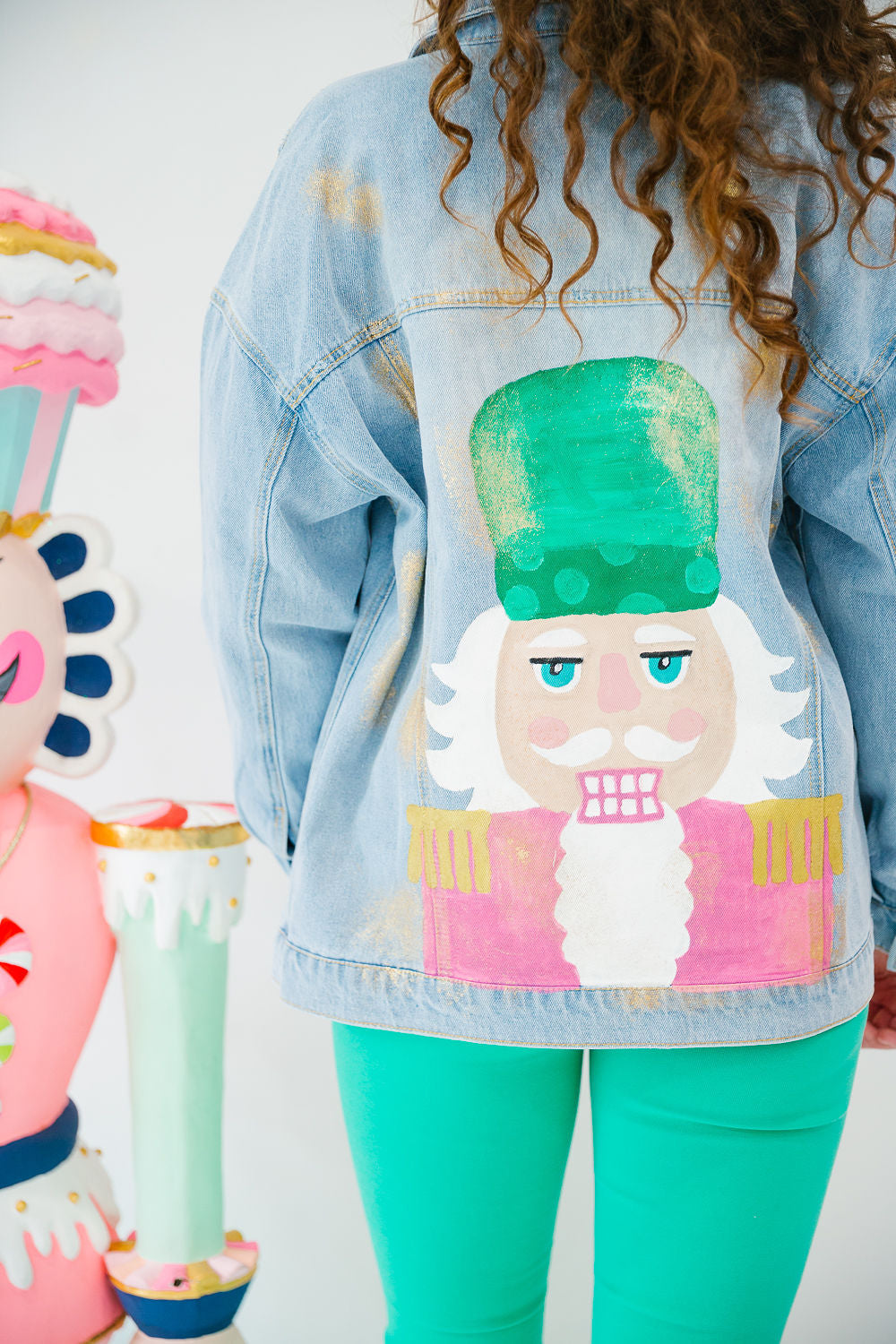 NUTCRACKER SEASON HAND PAINTED DENIM JACKET JACKET Judith March