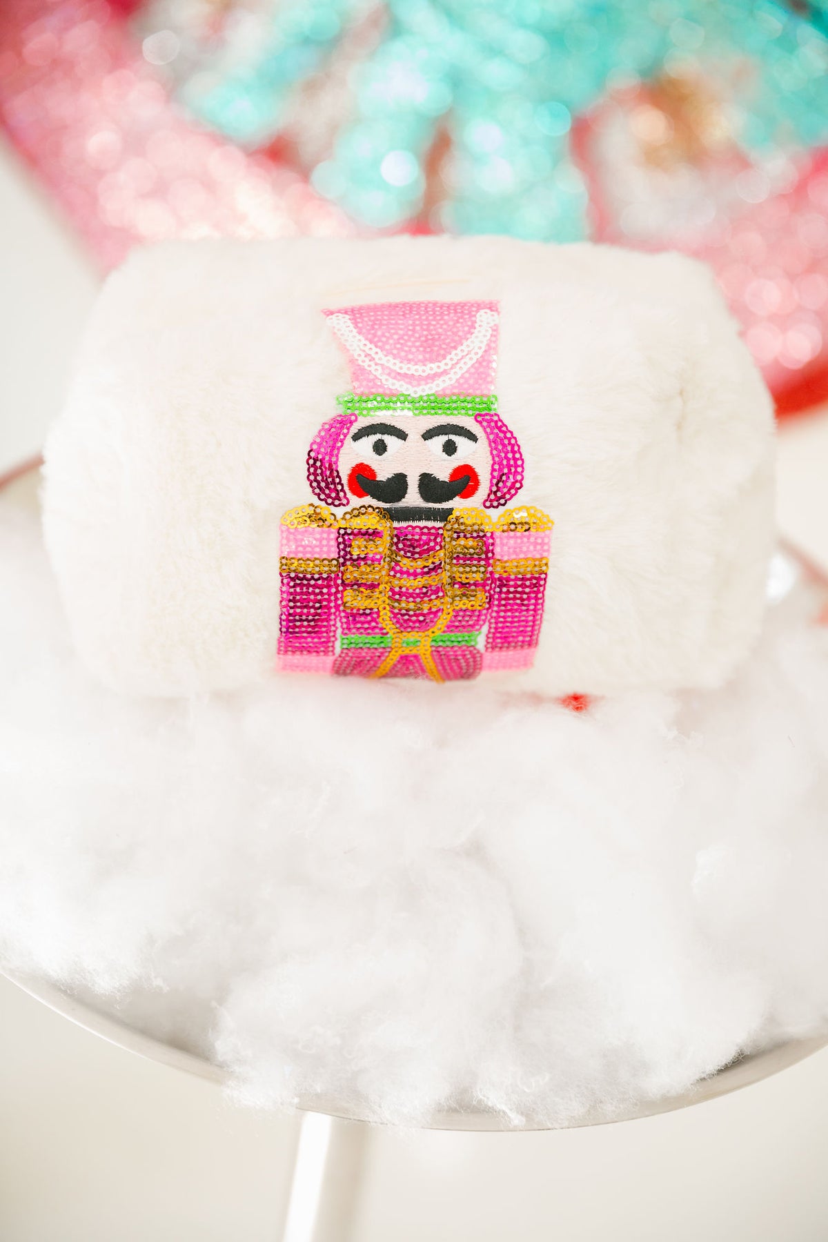 SEQUIN NUTCRACKER WHITE FUZZY BAG TERRY BAG Judith March