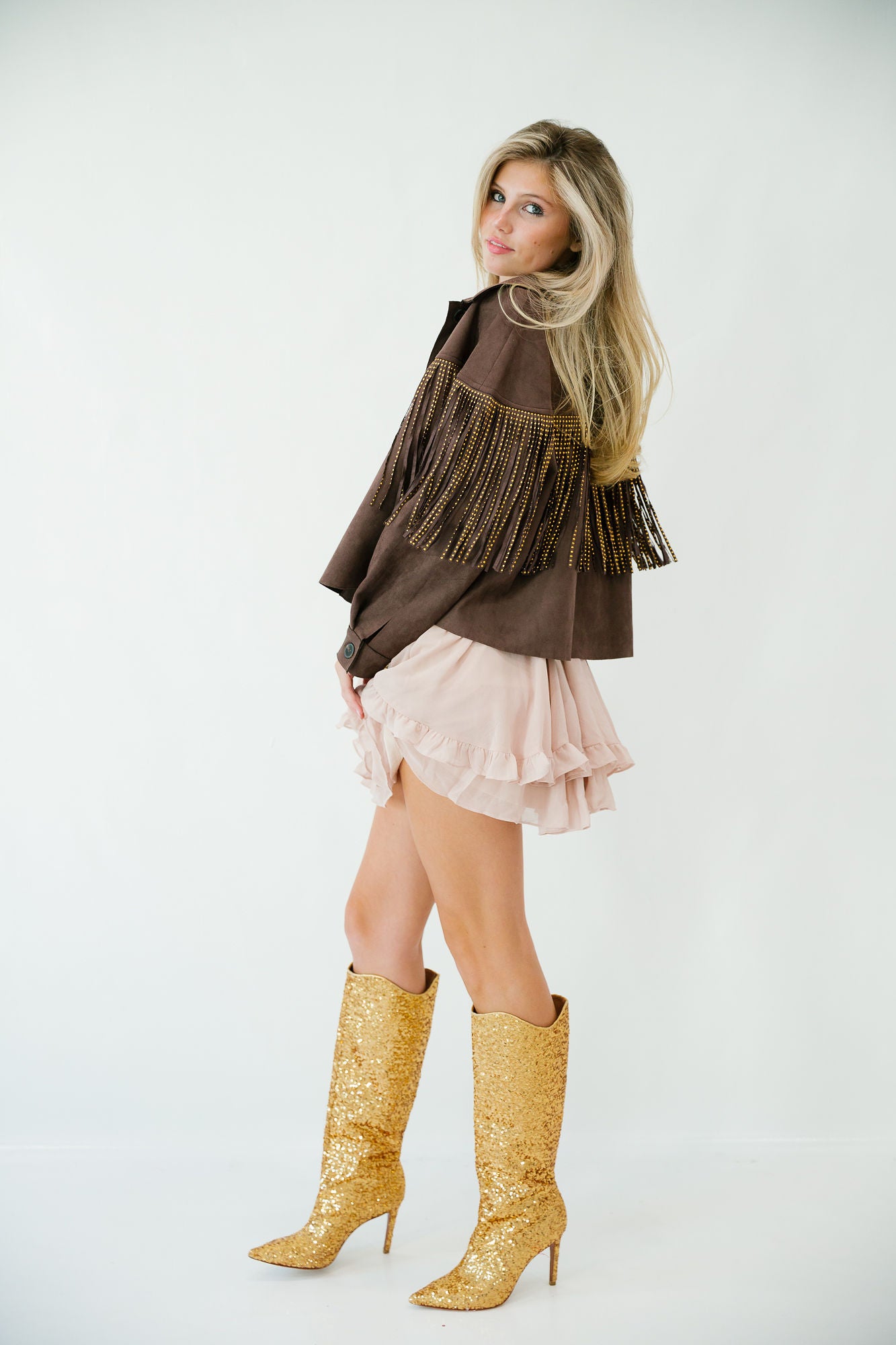 MOCHA FRINGE JACKET JACKET Judith March