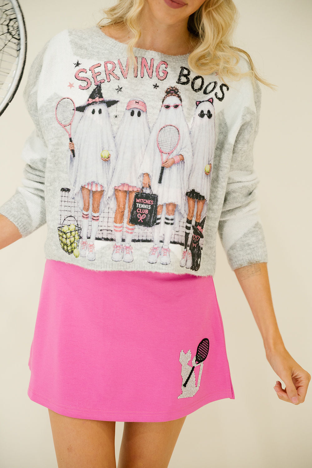 SPOOKY CAT PINK TENNIS SKIRT