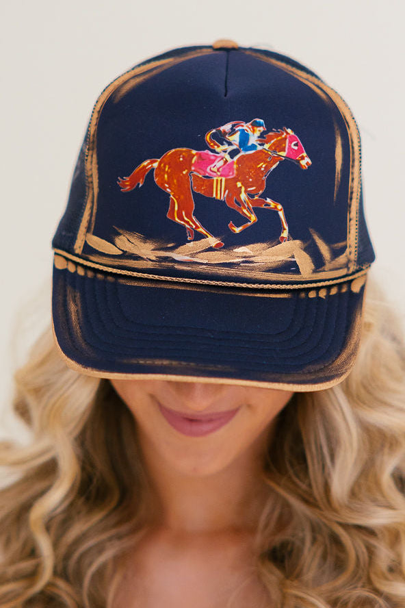 GOLDEN JOCKEY NAVY TRUCKER HAT HAT Judith March