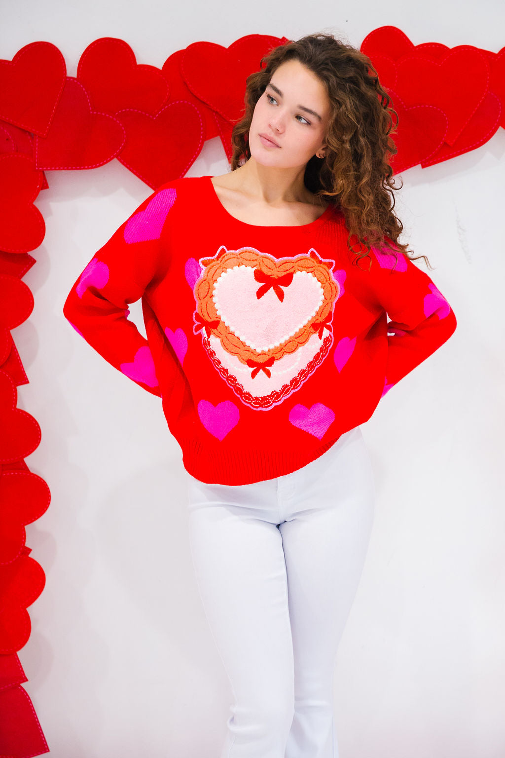 SWEETHEART RED BOW SWEATER SWEATER Judith March