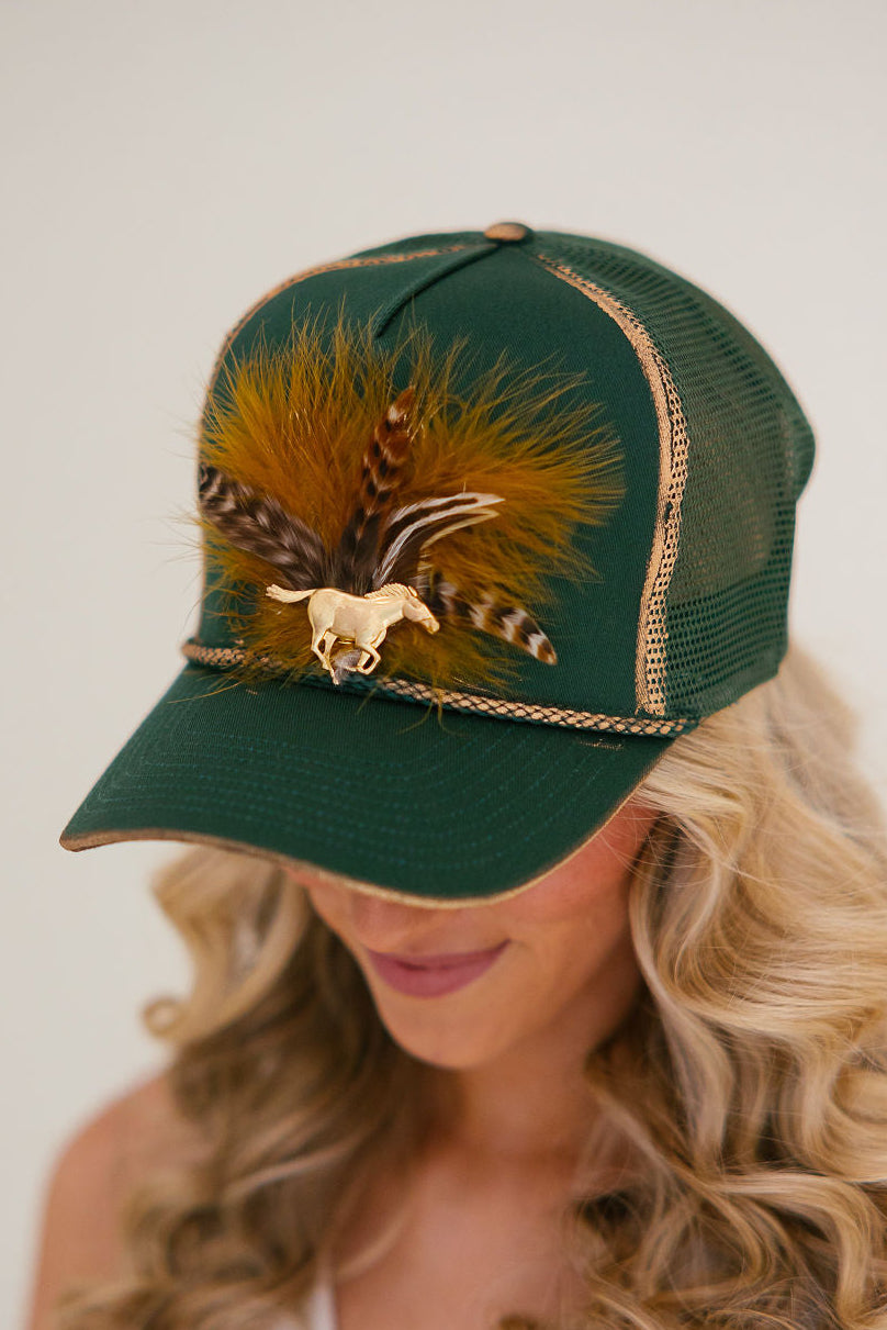 GOLDEN HORSE GREEN STRUCTURED HAT HAT Judith March