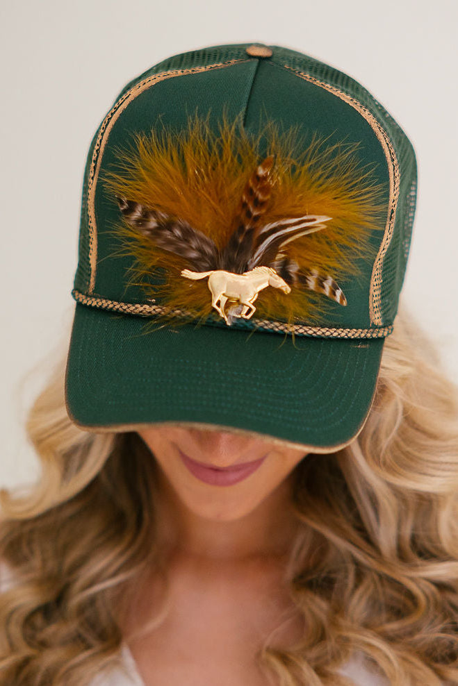 GOLDEN HORSE GREEN STRUCTURED HAT HAT Judith March