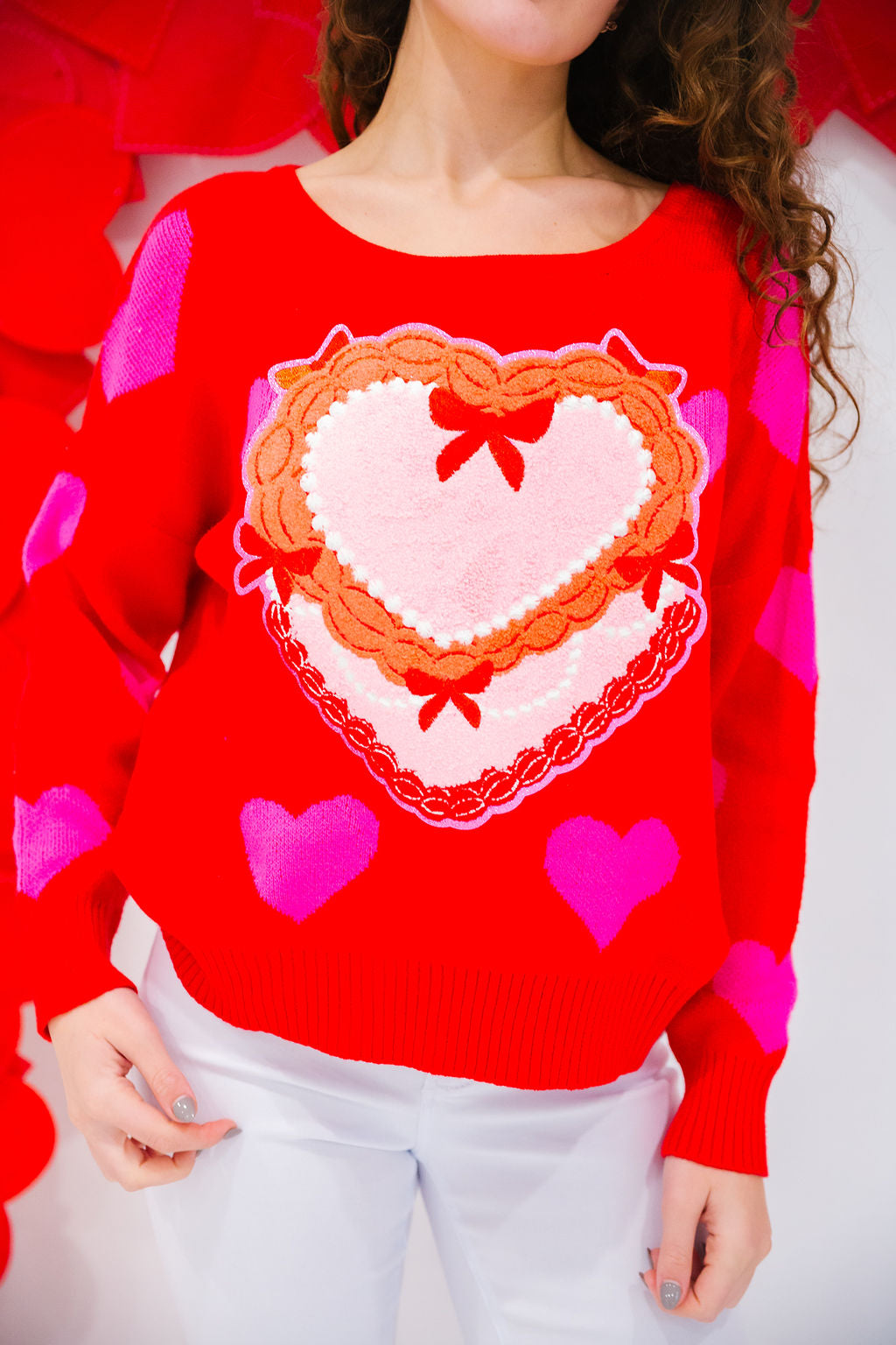 SWEETHEART RED BOW SWEATER SWEATER Judith March