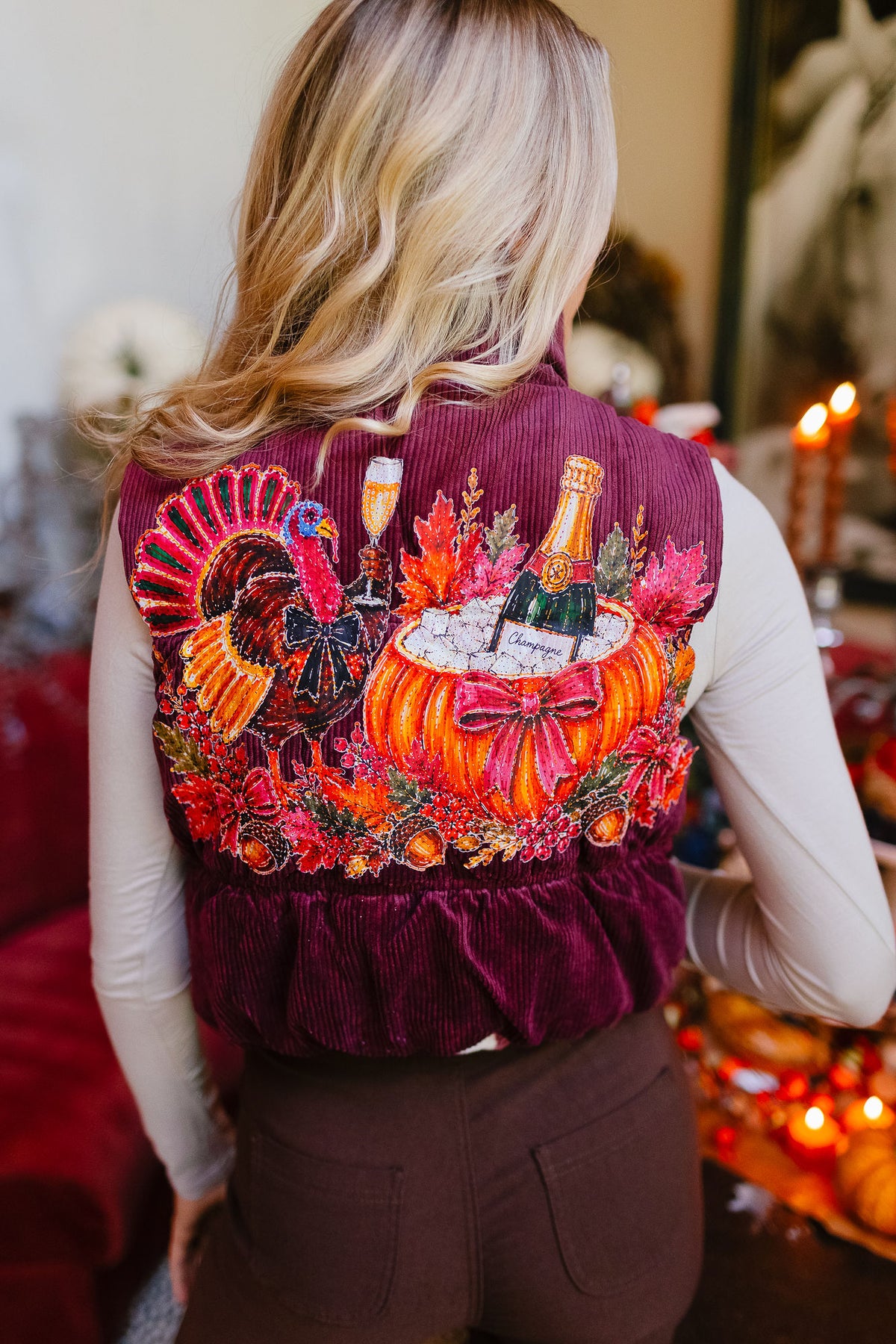 CHEERS TO THE TURKEY REVERSIBLE VEST VEST Judith March