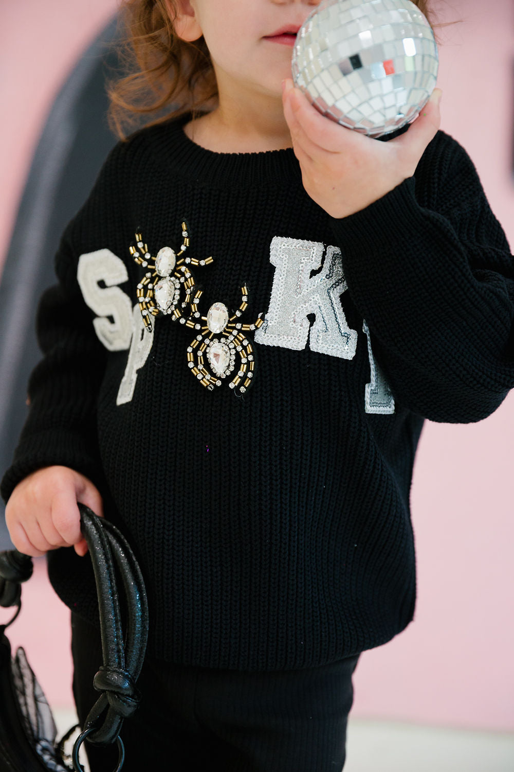 MINI KIDS SPOOKY SPIDER BLACK SWEATER