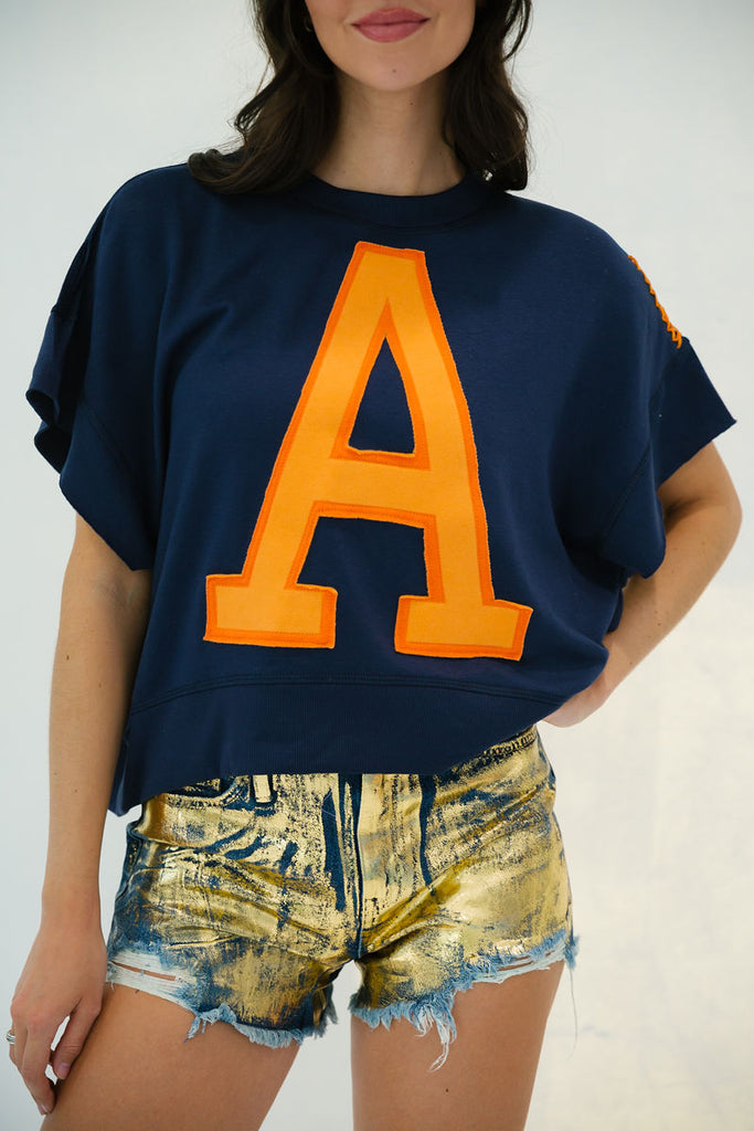 GAMEDAY LETTER PATCH TOP- NAVY/ORANGE