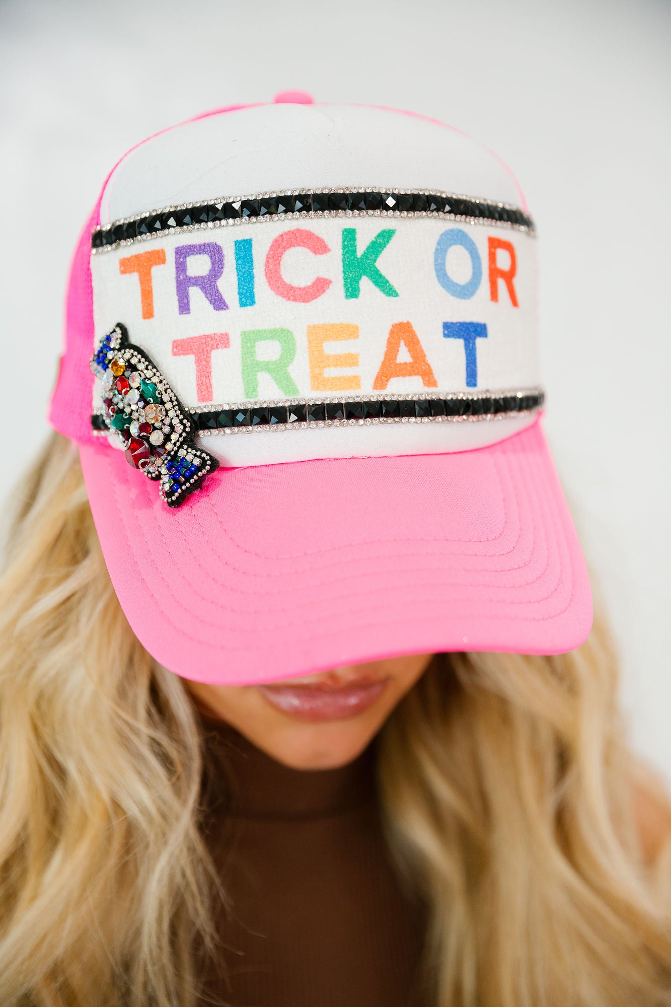 TRICK OR TREAT PINK TRUCKER HAT TRUCKER HAT Judith March