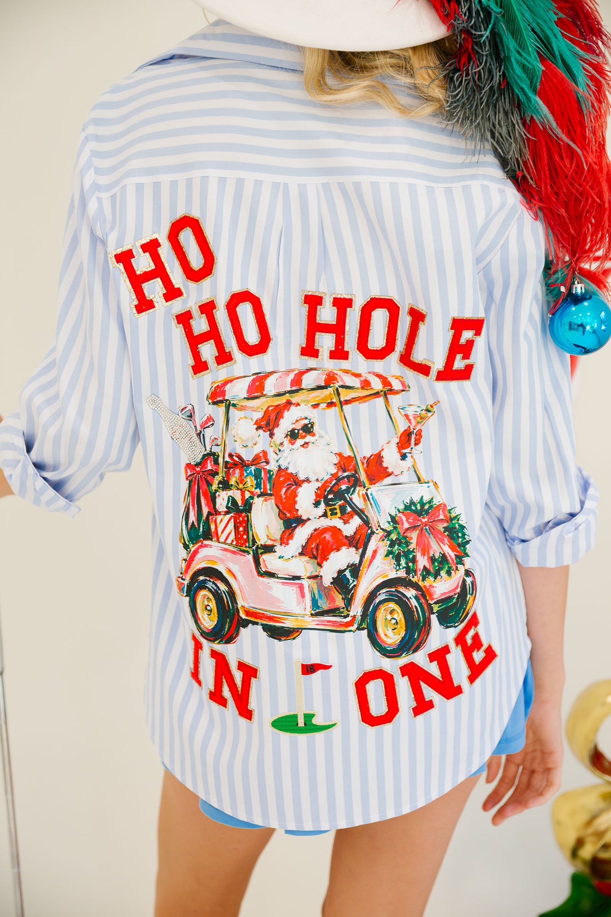 HO HO HOLE IN ONE BLUE BUTTON DOWN PULLOVER Judith March