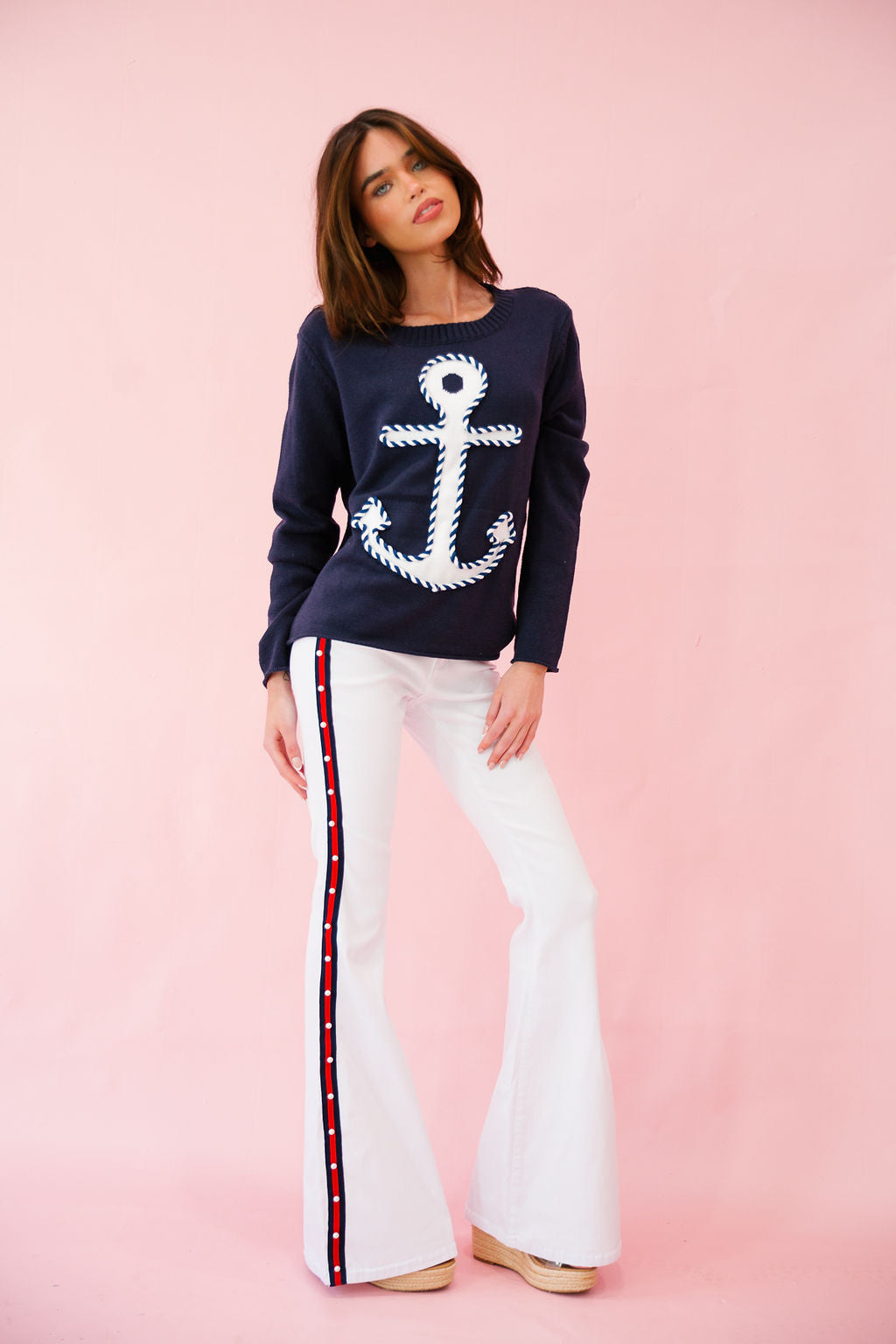 NAUTICAL STRIPE WHITE FLARES FLARES Judith March