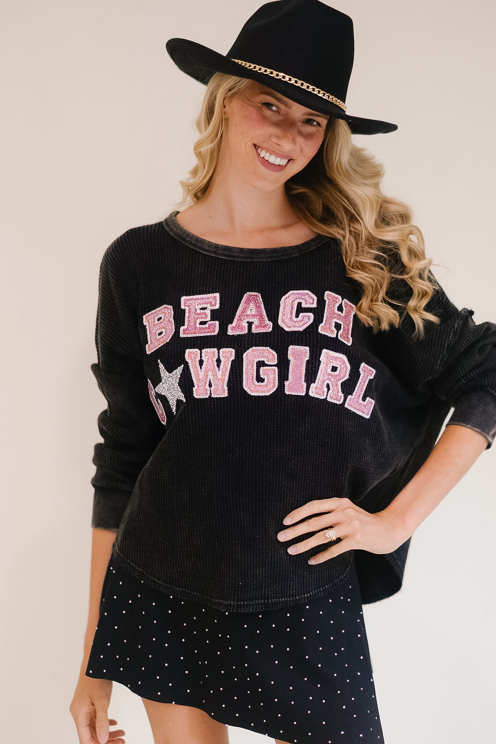 BEACH COWGIRL WAFFLE PULLOVER SWEATER Judith March
