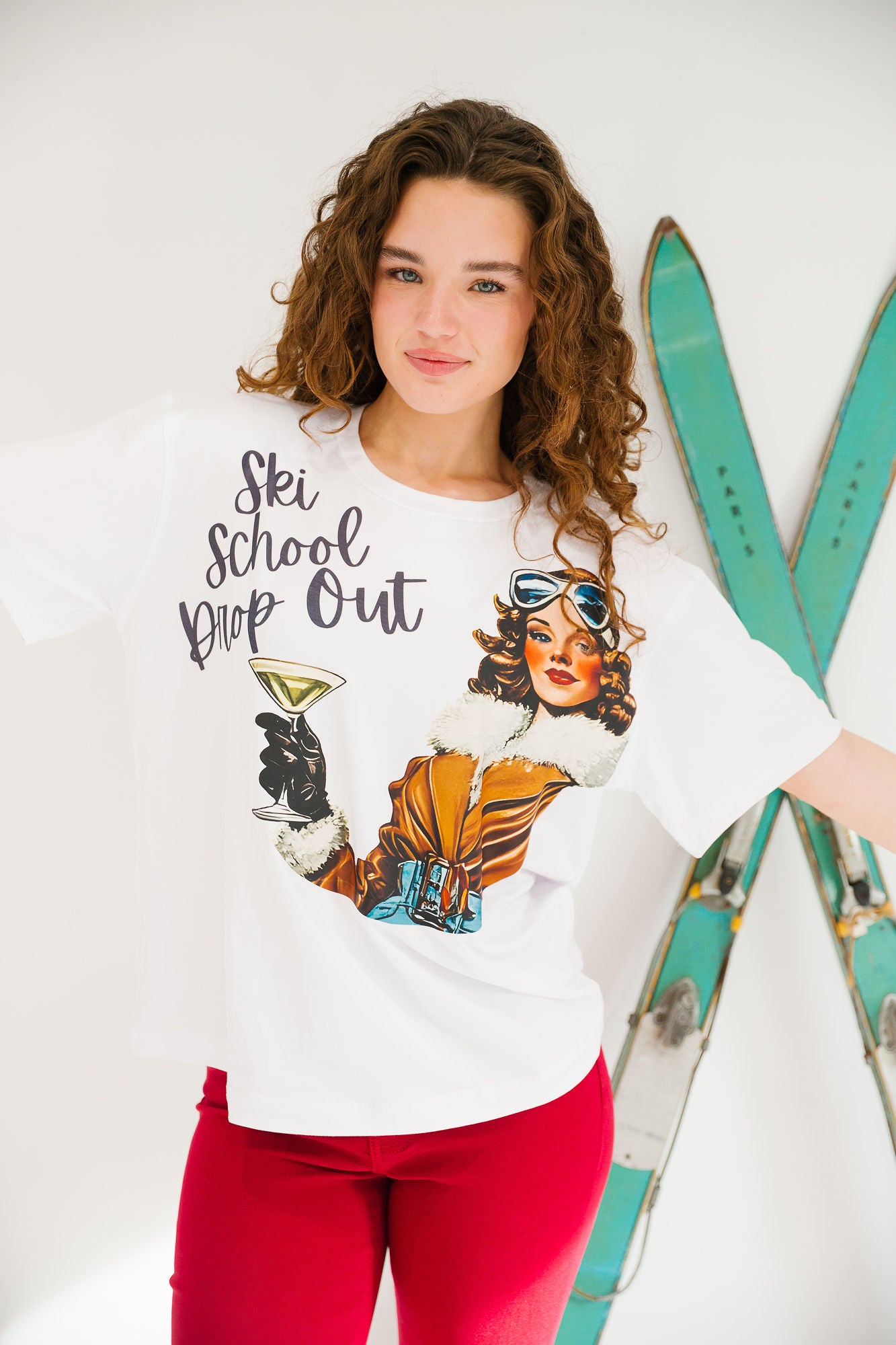 SKI SCHOOL DROP OUT WHITE TEE TEE Judith March