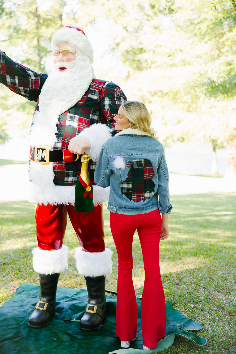 PLAID SANTA DENIM SHERPA JACKET JACKET Judith March