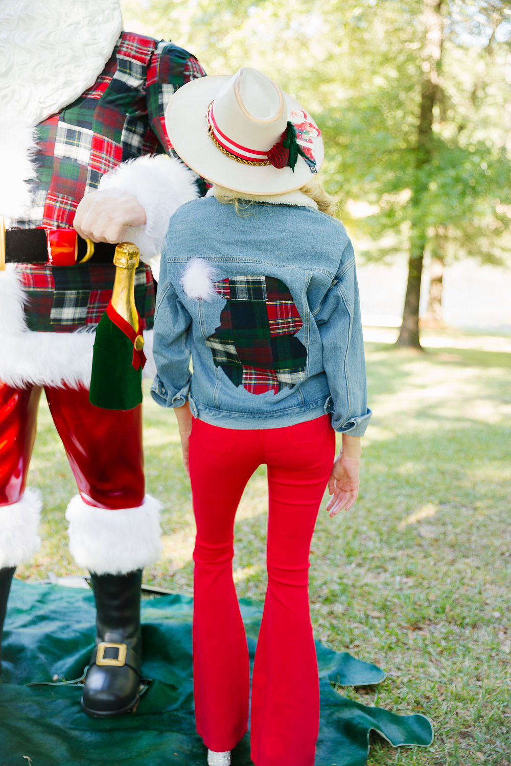 PLAID SANTA DENIM SHERPA JACKET JACKET Judith March