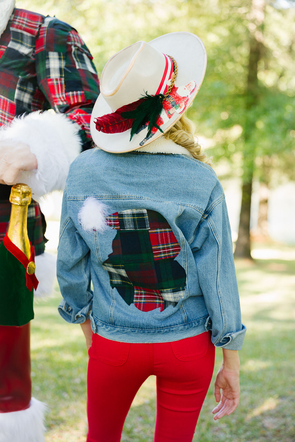 PLAID SANTA DENIM SHERPA JACKET JACKET Judith March