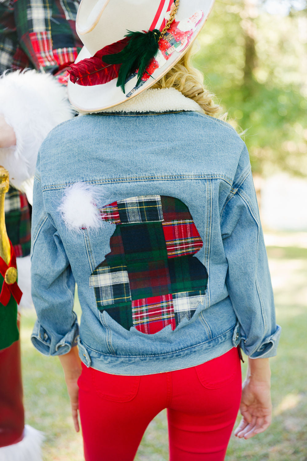 PLAID SANTA DENIM SHERPA JACKET JACKET Judith March