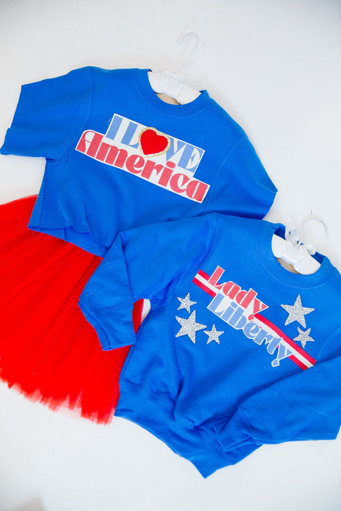 MINI KIDS LADY LIBERTY BLUE PULLOVER PULLOVER Judith March