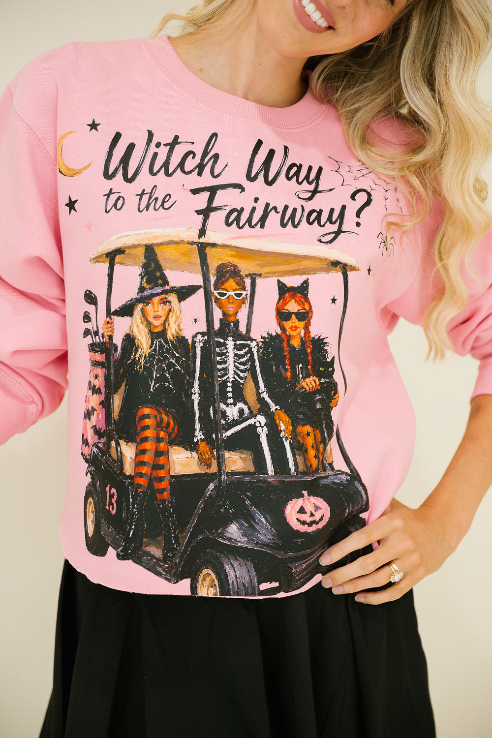 WITCH WAY TO THE FAIRWAY PINK PULLOVER